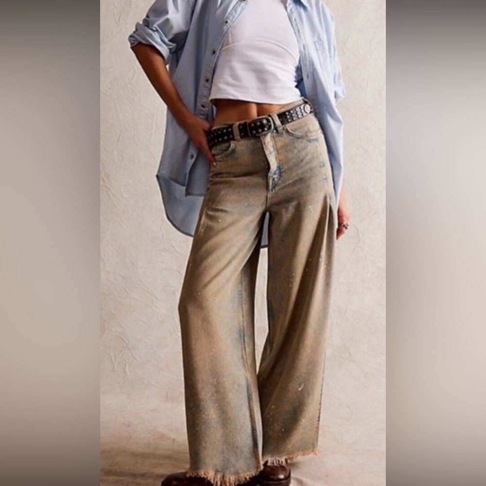 Free People “Old West” slouchy jean. Meant to have a distressed look. Worn once